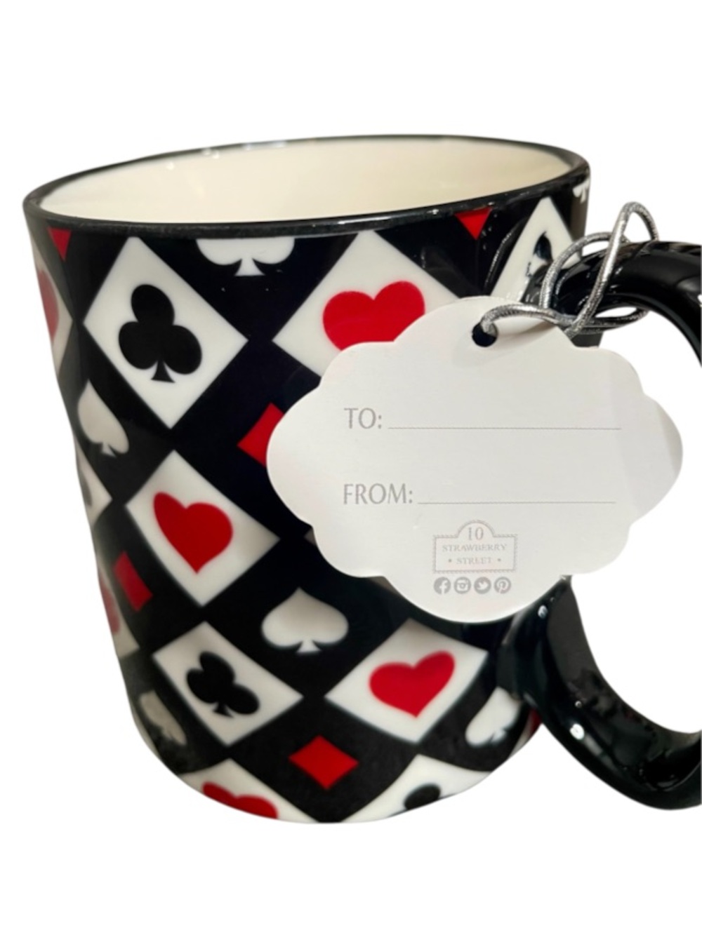 Bella Playing Card Poker Heart Spade Clover Diamond Patterned 14oz Ceramic Mug - Picture 4 of 4